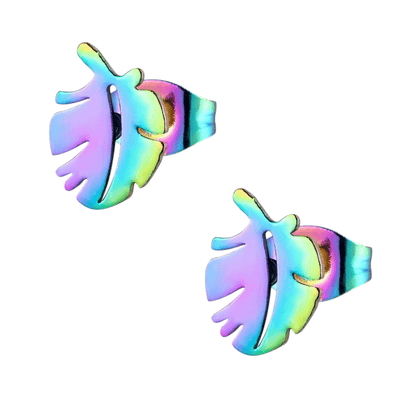 Regenboog blad oorbellen 9 mm - oor154 - Oorbellen kopen# - 9mm - alles - blad