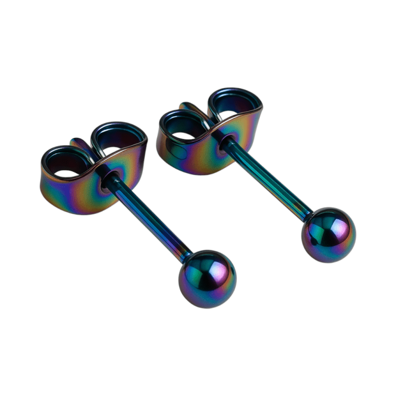 Regenboogkleurige bolletjes oorstuds 3 mm - oor4132 - Oorbellen kopen# - 3mm - alles - bolletjes