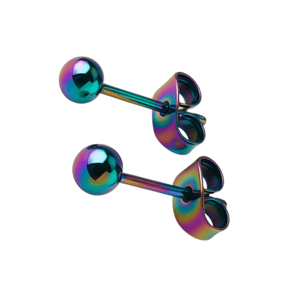 Regenboogkleurige bolletjes oorstuds 4 mm - oor4141 - Oorbellen kopen# - 4mm - alles - bolletjes