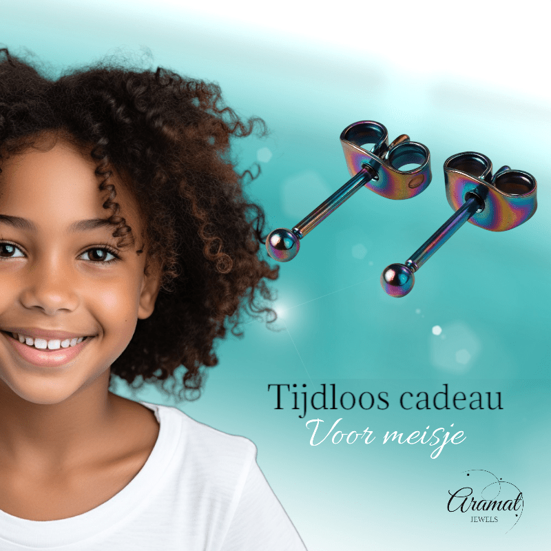 Regenboogkleurige mini oorstuds 2 mm - oor4130 - Oorbellen kopen# - 2mm - alles - bolletjes