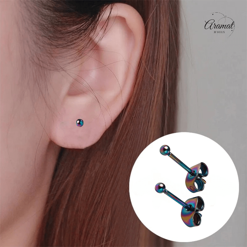 Regenboogkleurige mini oorstuds 2 mm - oor4130 - Oorbellen kopen# - 2mm - alles - bolletjes