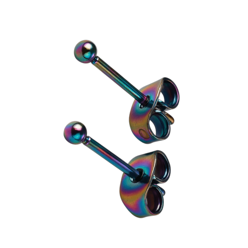 Regenboogkleurige mini oorstuds 2 mm - oor4130 - Oorbellen kopen# - 2mm - alles - bolletjes
