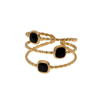 Open Ring Minimalistisch met Vierhoek en Emaille (Verstelbaar)