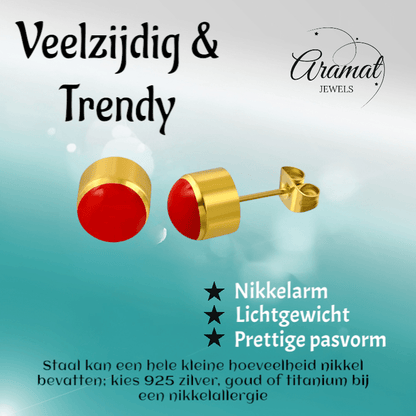 Rode Emaille Oorbellen met Goudkleurige Staal 4mm - oor2591 - ebe017 - Oorbellen kopen# - 4mm - alles
