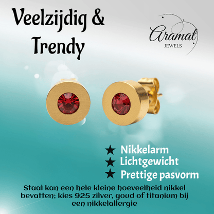 Rode Kristal Oorbellen met goudkleurige Afwerking - Aramat Jewels - Oorbellen - cadeautip