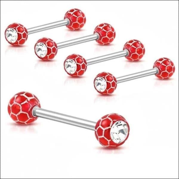 Rode voetbal tepel barbells