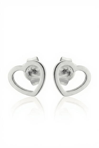 Roestvrij staal hart oorbellen zilverkleur 6mm open hartje, voor de meeste mensen hypoallergeen oorstekers voor dames en kinderen