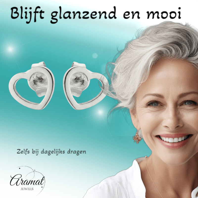Roestvrij Staal Hart Oorbellen Zilver 6mm Open - Aramat Jewels - Oorbellen - cadeautip