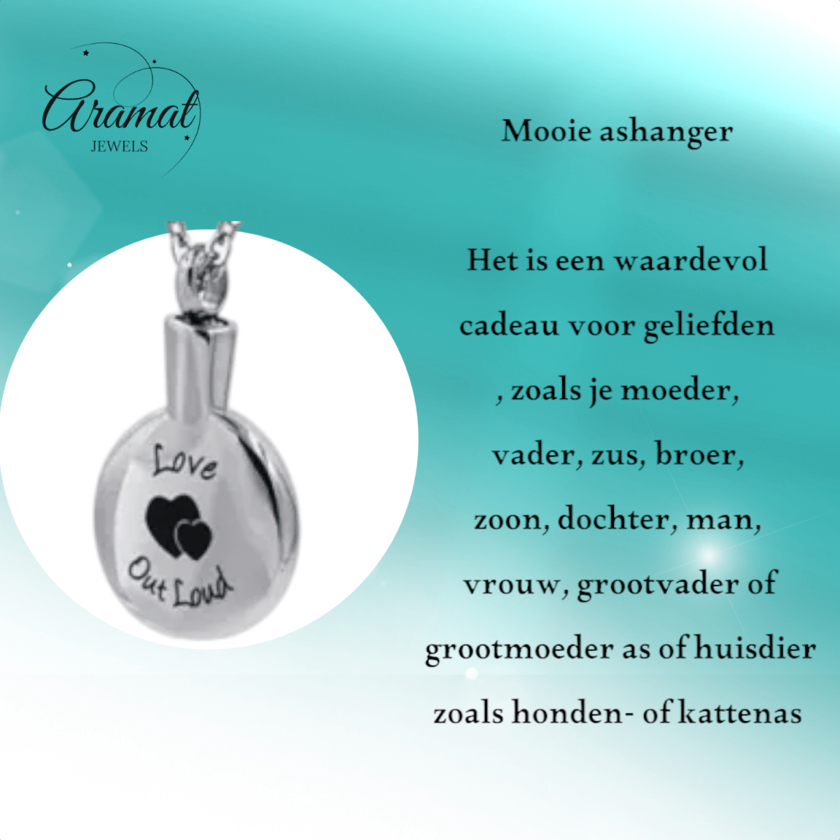 Ronde ashanger met hartjes – Love out loud - Aramat Jewels - Gedenkhangers - cadeautip