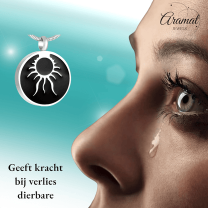 Ronde ashanger tribal design – staal & emaille - Aramat Jewels - Gedenkhangers - cadeautip