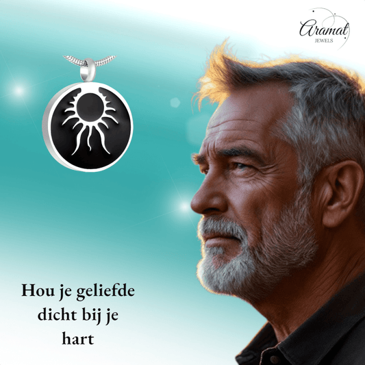 Ronde ashanger tribal design – staal & emaille - Aramat Jewels - Gedenkhangers - cadeautip