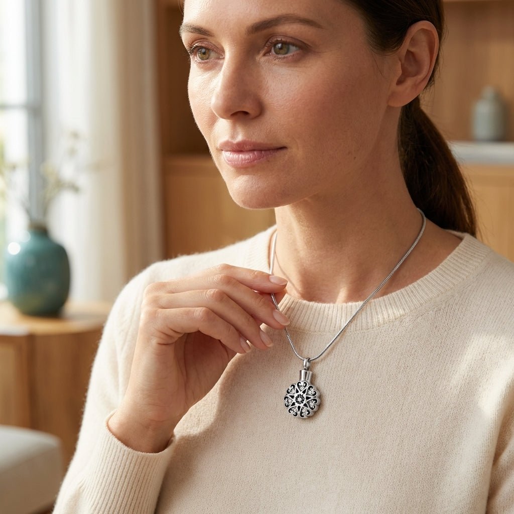 Ronde Keltische ashanger staal met zirkonia - Aramat Jewels - Gedenkhangers - cadeautip