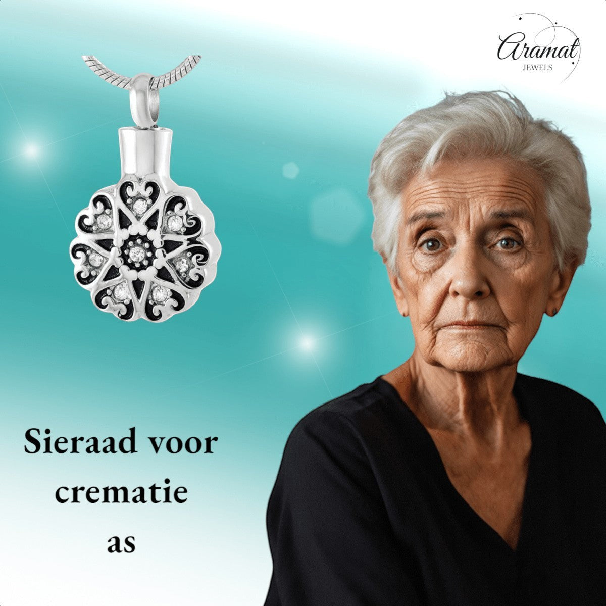 Ronde Keltische ashanger staal met zirkonia - Aramat Jewels - Gedenkhangers - cadeautip