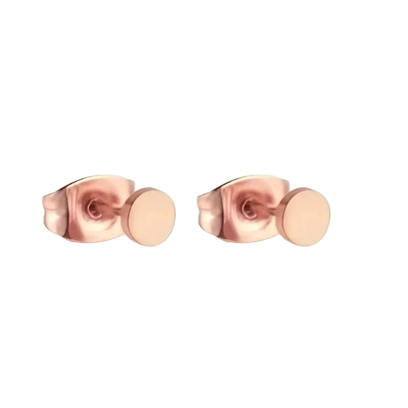 Rose-colored Round Ear Studs Stainless Steel 4mm