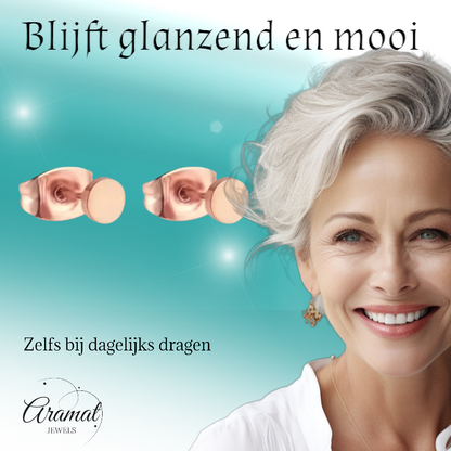 Rose-colored Round Ear Studs Stainless Steel 4mm