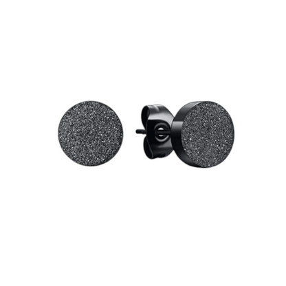 Black Steel Ear Studs Matte 8mm