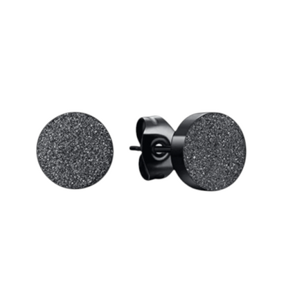 Matte Black Stainless Steel Stud Earrings 10mm