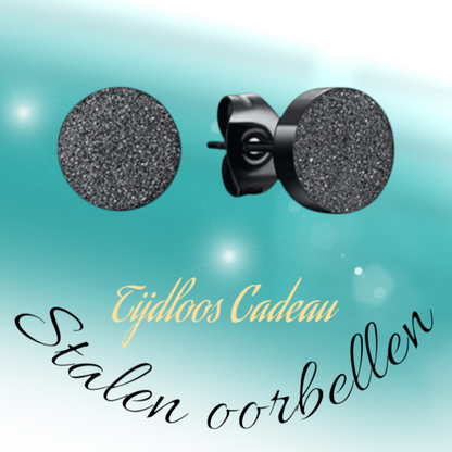 Matte Black Stainless Steel Stud Earrings 10mm