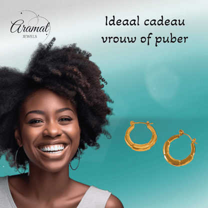 Ronde Oorringen 24x23mm – Goudkleurig RVS – Kleine Hoops - oor6349 - 840144 - Oorringen kopen# - 24mm - alles - cadeau