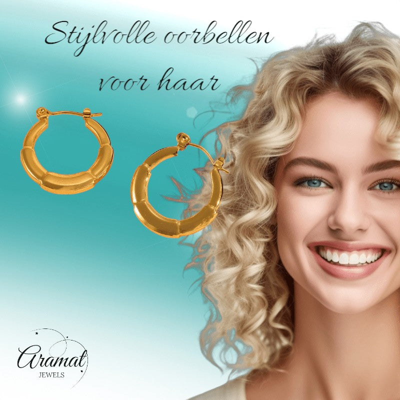 Ronde Oorringen 24x23mm – Goudkleurig RVS – Kleine Hoops - oor6349 - 840144 - Oorringen kopen# - 24mm - alles - cadeau