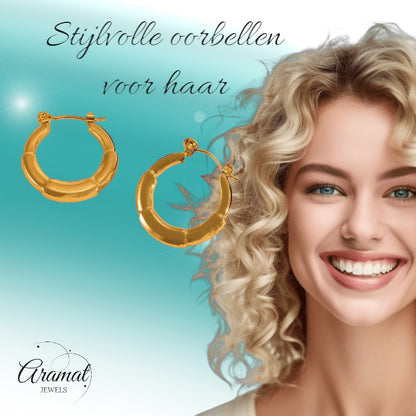 Ronde Oorringen 24x23mm – Goudkleurig RVS – Kleine Hoops - oor6349 - 840144 - Oorringen kopen# - 24mm - alles - cadeau