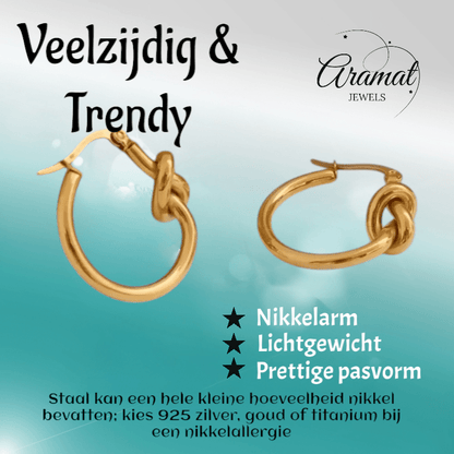 Ronde Oorringen met Knoop 25mm – Goudkleurig Stainless Steel - oor6351 - 36659 - Oorringen kopen# - 25mm - alles - cadeau