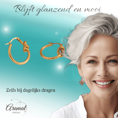 Ronde Oorringen met Knoop 25mm – Goudkleurig Stainless Steel - oor6351 - 36659 - Oorringen kopen# - 25mm - alles - cadeau