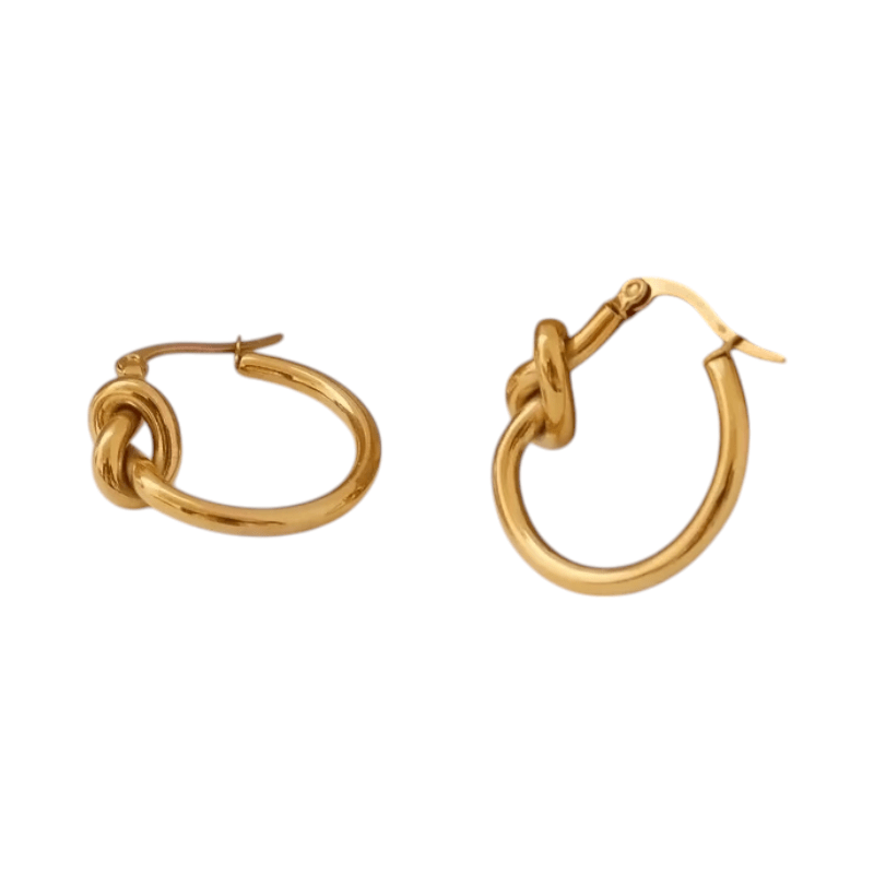 Ronde Oorringen met Knoop 25mm – Goudkleurig Stainless Steel - oor6351 - 36659 - Oorringen kopen# - 25mm - alles - cadeau