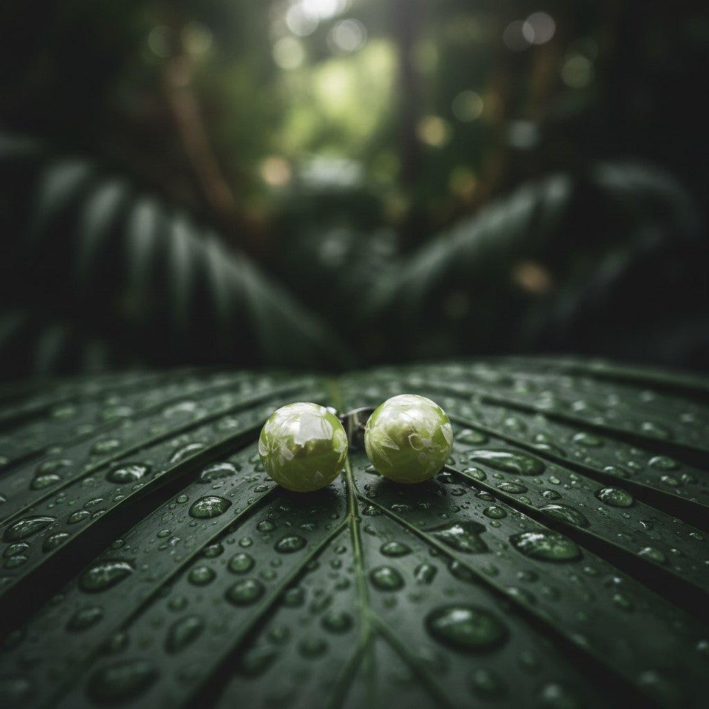 Ronde Spetter Oorbellen 6mm - Lichtgroen/Wit/Zilverkleur - Aramat Jewels - Oorbellen - cadeautip