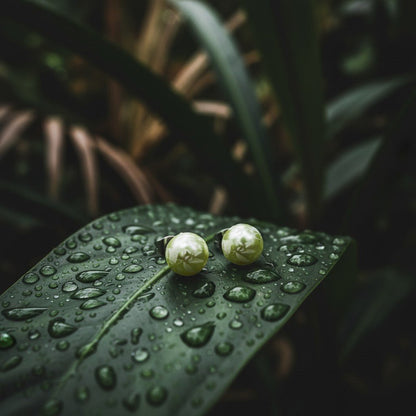 Ronde Spetter Oorbellen 6mm - Lichtgroen/Wit/Zilverkleur - Aramat Jewels - Oorbellen - cadeautip