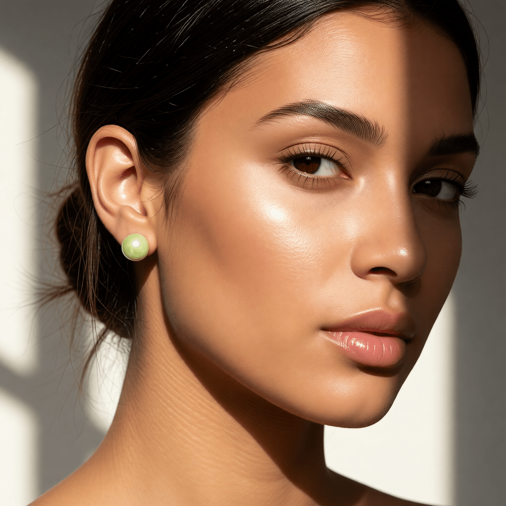 Ronde Spetter Oorbellen 6mm - Lichtgroen/Wit/Zilverkleur - Aramat Jewels - Oorbellen - cadeautip