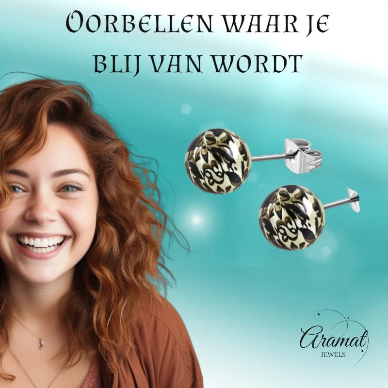 Ronde Spetter Oorbellen 6mm - Zwart/Lichtgroen - Uniek - oor2590 - tte043 - Oorbellen kopen# - 6mm - acryl