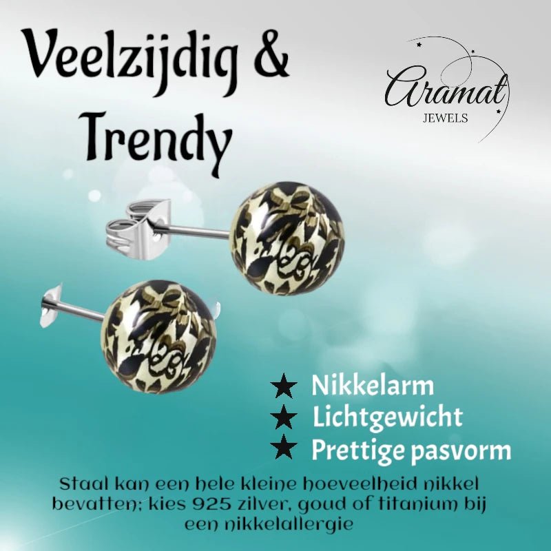 Ronde Spetter Oorbellen 6mm - Zwart/Lichtgroen - Uniek - oor2590 - tte043 - Oorbellen kopen# - 6mm - acryl