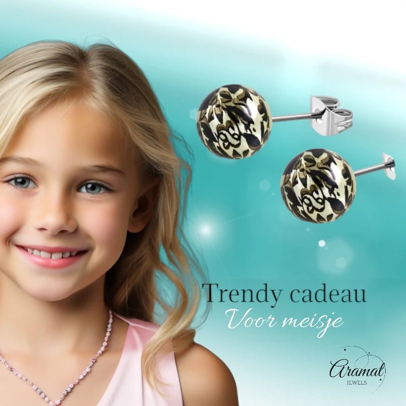 Ronde Spetter Oorbellen 6mm - Zwart/Lichtgroen - Uniek - oor2590 - tte043 - Oorbellen kopen# - 6mm - acryl