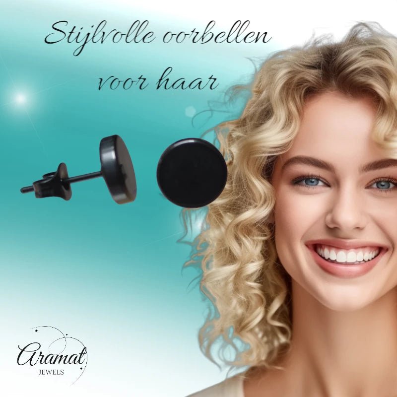 Ronde Zwarte Oorknopjes 5mm – RVS - oor3153 - Oorbellen kopen# - 5mm - alles - cadeau