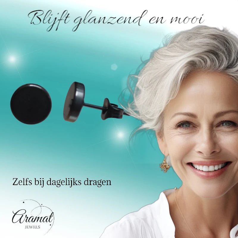 Ronde Zwarte Oorknopjes 5mm – RVS - oor3153 - Oorbellen kopen# - 5mm - alles - cadeau