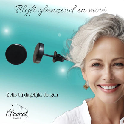 Ronde Zwarte Oorknopjes 5mm – RVS - oor3153 - Oorbellen kopen# - 5mm - alles - cadeau