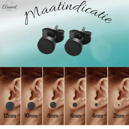 Ronde Zwarte Oorknopjes 6 mm – RVS - oor3154 - Oorbellen kopen# - 6mm - alles - cadeau