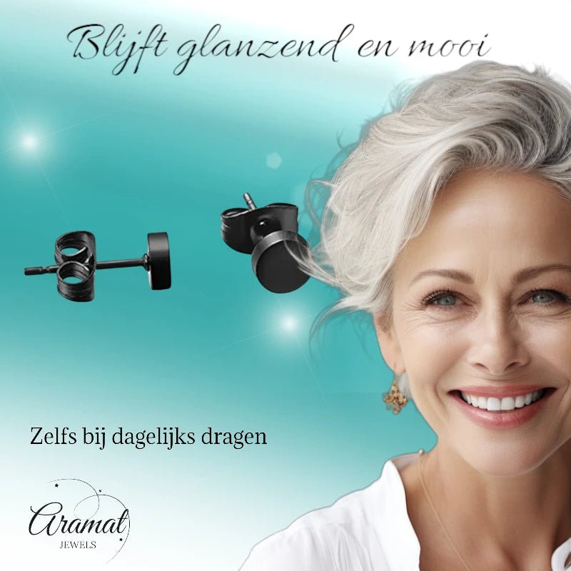 Ronde Zwarte Zweerknopjes 4mm – RVS - oor3152 - Oorbellen kopen# - 4mm - alles