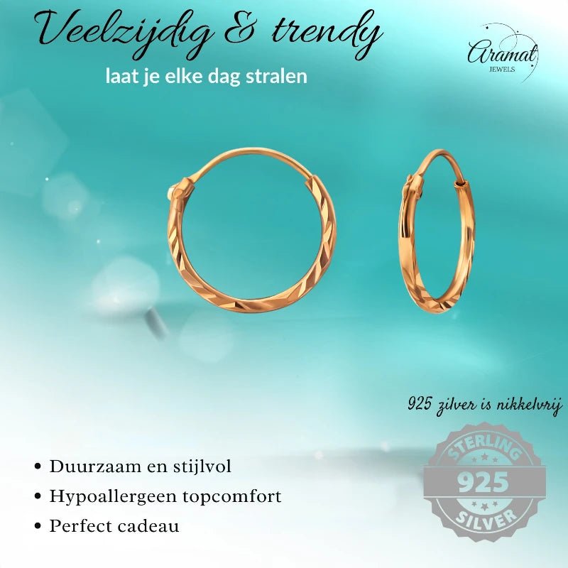 Rosé Goudkleurige Oorringetjes 925 Zilver| 12mm - oor4552 - 20029 - Oorringen kopen# - 1.2mm - 12mm - 925 Zilver