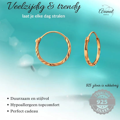 Rosé Goudkleurige Oorringetjes 925 Zilver| 12mm - oor4552 - 20029 - Oorringen kopen# - 1.2mm - 12mm - 925 Zilver