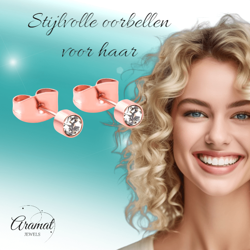 Rosékleurige kristal oorstekers – 3 mm - oor3743 - Oorbellen kopen# - 3mm - alles - cadeau