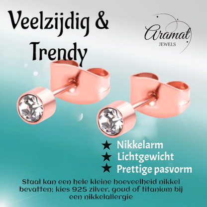 Rosékleurige kristal oorstekers – 3 mm - oor3743 - Oorbellen kopen# - 3mm - alles - cadeau