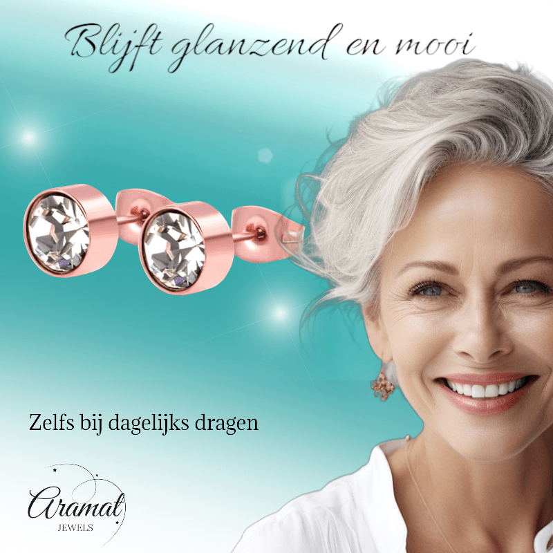 Rosékleurige kristallen oorbellen – 7 mm - oor3747 - Oorbellen kopen# - 7mm - alles - cadeau