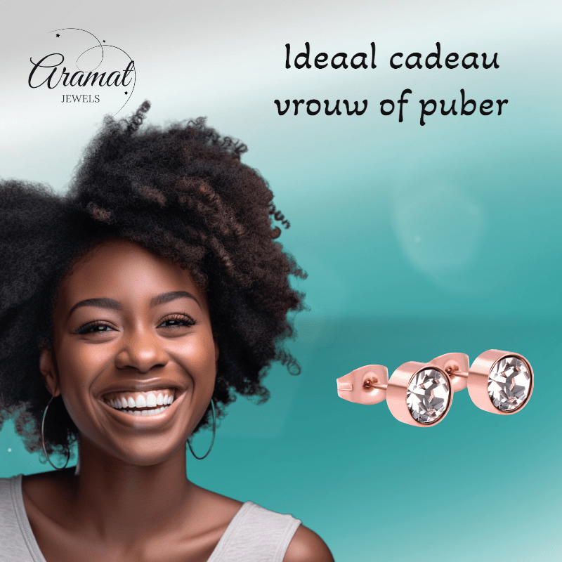 Rosékleurige kristallen oorbellen – 7 mm - oor3747 - Oorbellen kopen# - 7mm - alles - cadeau