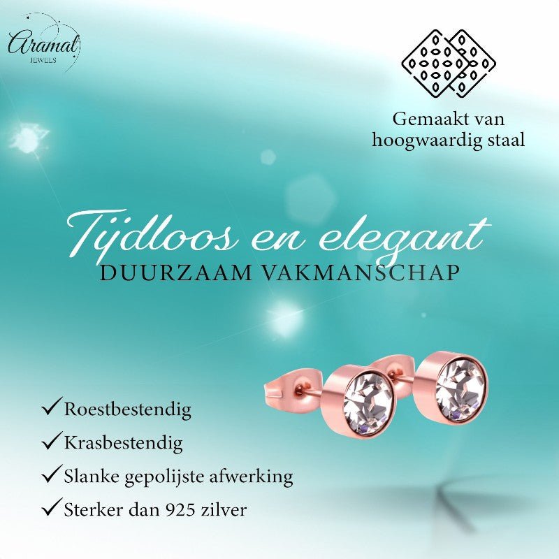 Rosékleurige kristallen oorbellen – 7 mm - oor3747 - Oorbellen kopen# - 7mm - alles - cadeau