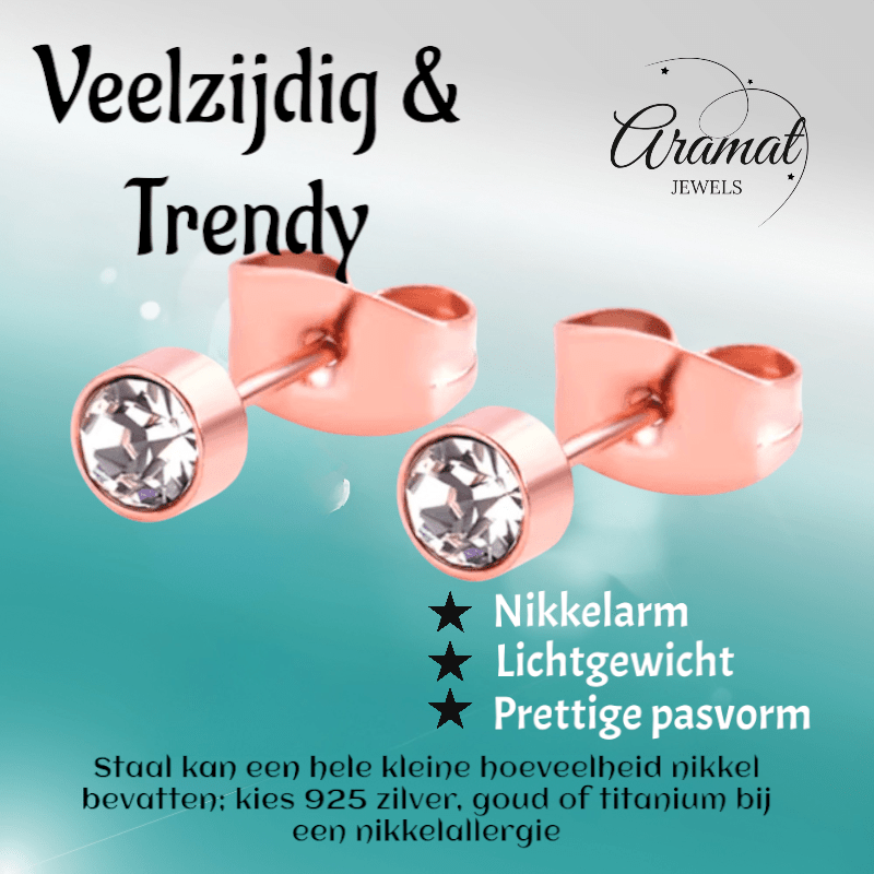 Rosékleurige kristallen oorstekers – 4 mm - oor3744 - Oorbellen kopen# - 4mm - alles - cadeau