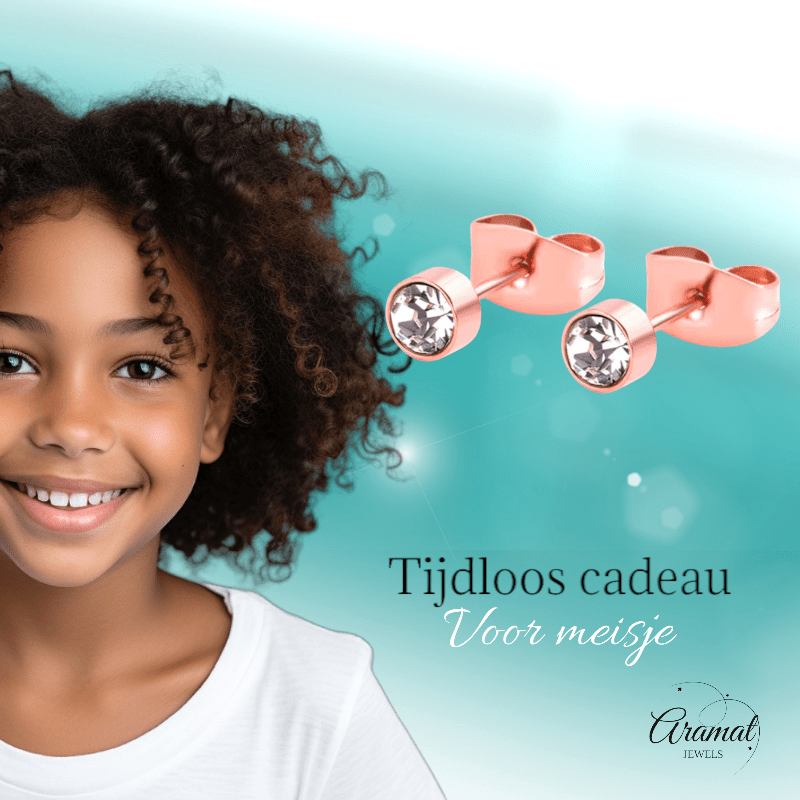 Rosékleurige kristallen oorstekers – 4 mm - oor3744 - Oorbellen kopen# - 4mm - alles - cadeau