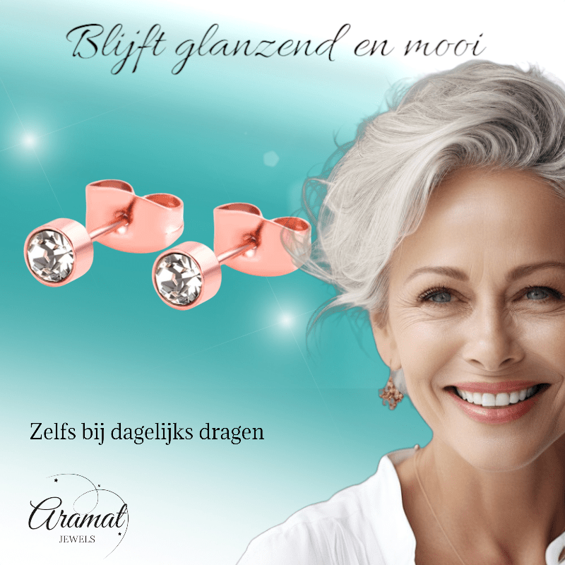Rosékleurige kristallen oorstekers – 4 mm - oor3744 - Oorbellen kopen# - 4mm - alles - cadeau