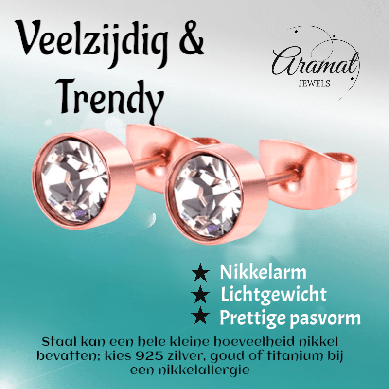 Rosékleurige kristallen oorstekers – 5 mm - oor3745 - Oorbellen kopen# - 5mm - alles - cadeau